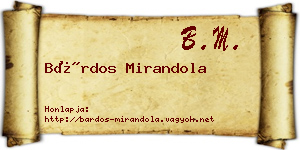 Bárdos Mirandola névjegykártya